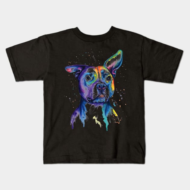 Colorful Baby Pit-bull Terrier Lover Dad Mom Funny Kidding Kids T-Shirt by Manonee